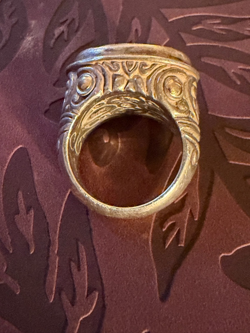 Ornate Carved Silver-Tone Statement Ring